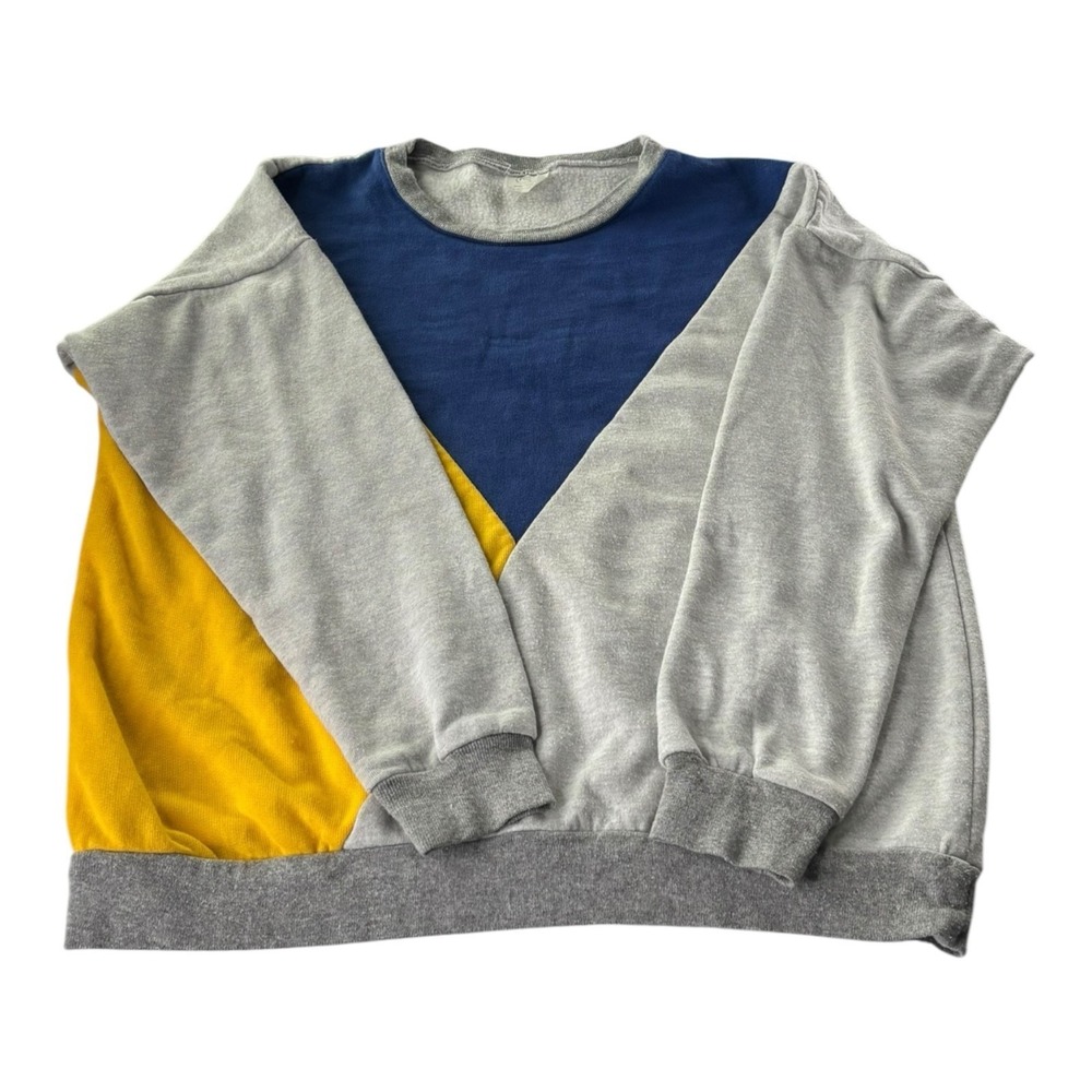 Sportswear of Florida Men's XL Color Block Crewneck Sweatshirt Gray Blue Yellow